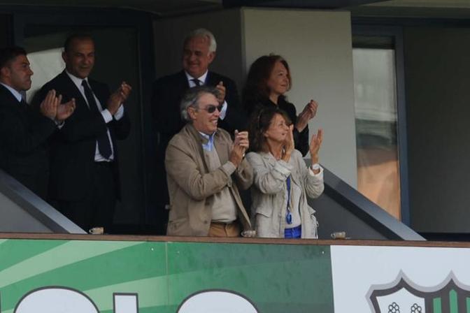 Il sorriso di Massimo Moratti in tribuna